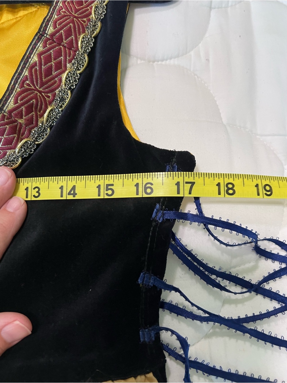 Renaissance Black Velvet and Gold Silk Overdress with lace up bodice - Picture 5 of 10